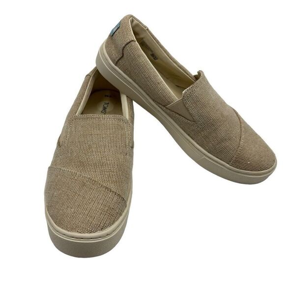 TOMS Natural Canvas Lomas Slip On Shoes Khaki Women’s Size 9.5 - Picture 1 of 9